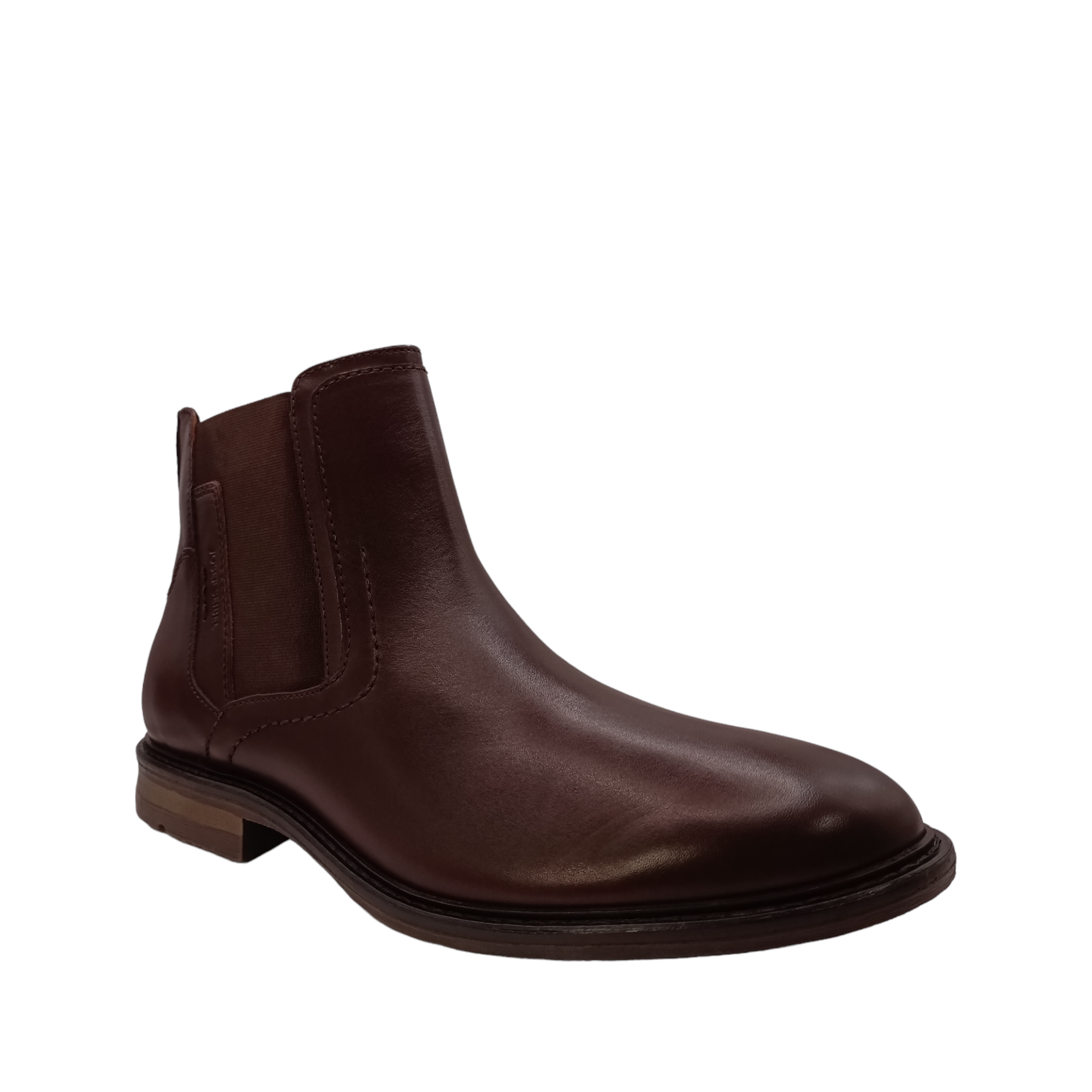 Side angle view of Earl 08 from Josef Seibel. Brown leather boot with large gusset. Shop online and instore with shoe&me