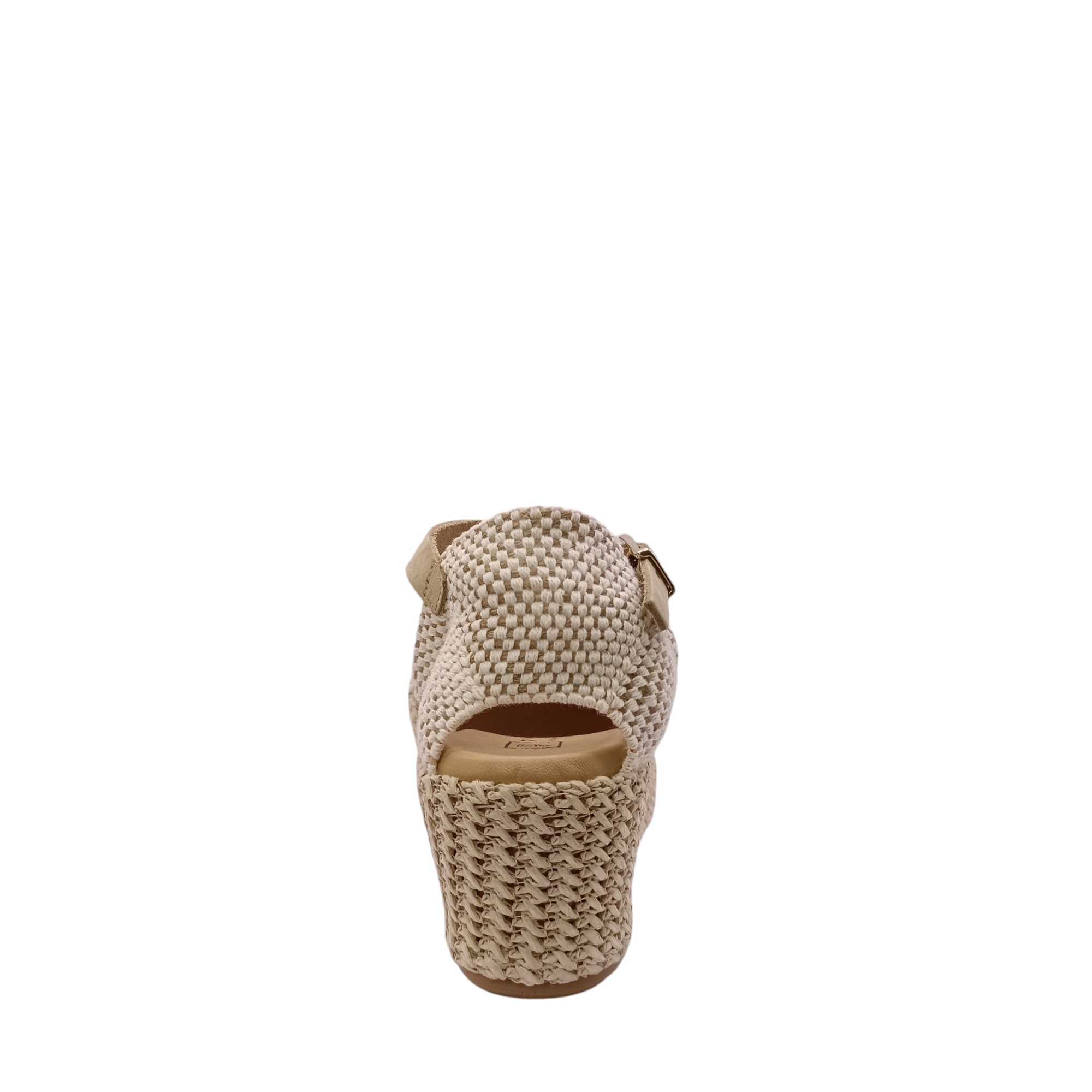 inner-side view of 5532 Pitillos Wedge Sandal with leather upper and a beige  leather ankle adjustable strap and upper. A woven material closed in heel . Shop online and in-store with shoe&me Mount Maunganui 