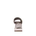 Back view of Chloe from Capelli Rossi. Ice Silver Leather slide with a mirrored small square heel. Shop Womens Slip-on Slides online and in-store with shoe&me Mount Maunganui NZ