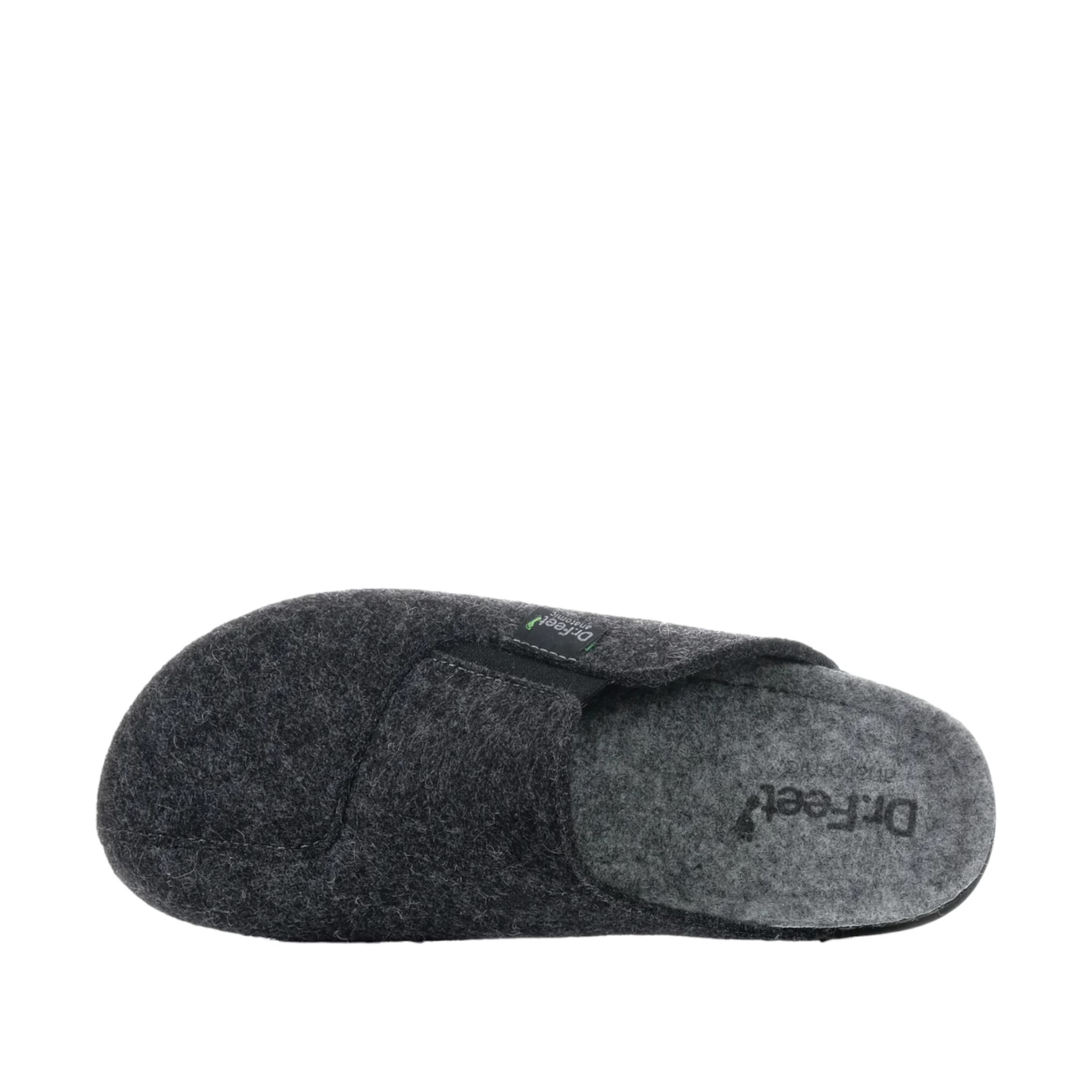 Shop Mens Felt Mule Slippers Online and In-store. Dark Grey felt with light grey inner sole. Slight Gusset on out side of upper. Shop Online and In-Store with shoe&amp;me