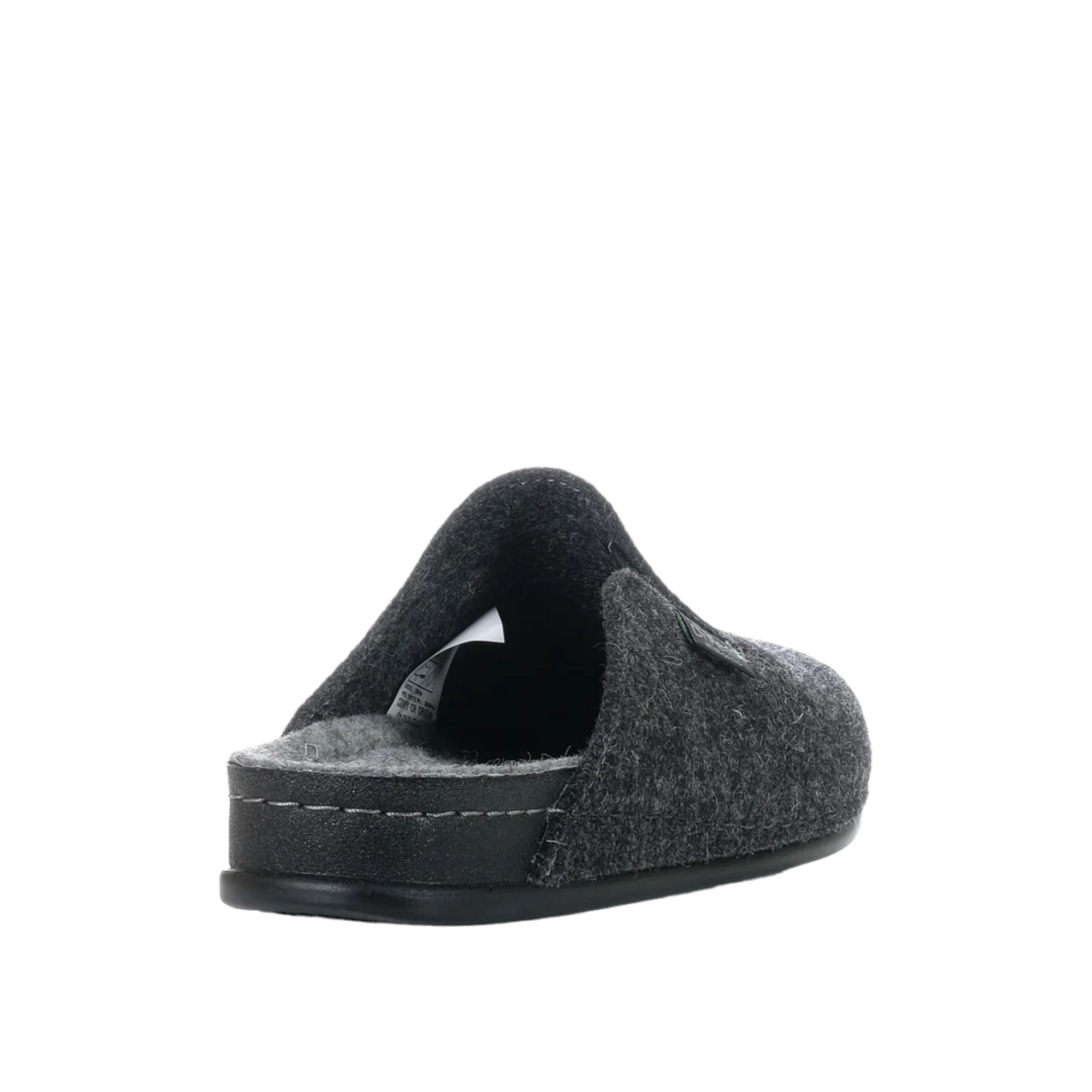 Shop Mens Felt Mule Slippers Online and In-store. Dark Grey felt with light grey inner sole. Slight Gusset on out side of upper. Shop Online and In-Store with shoe&me