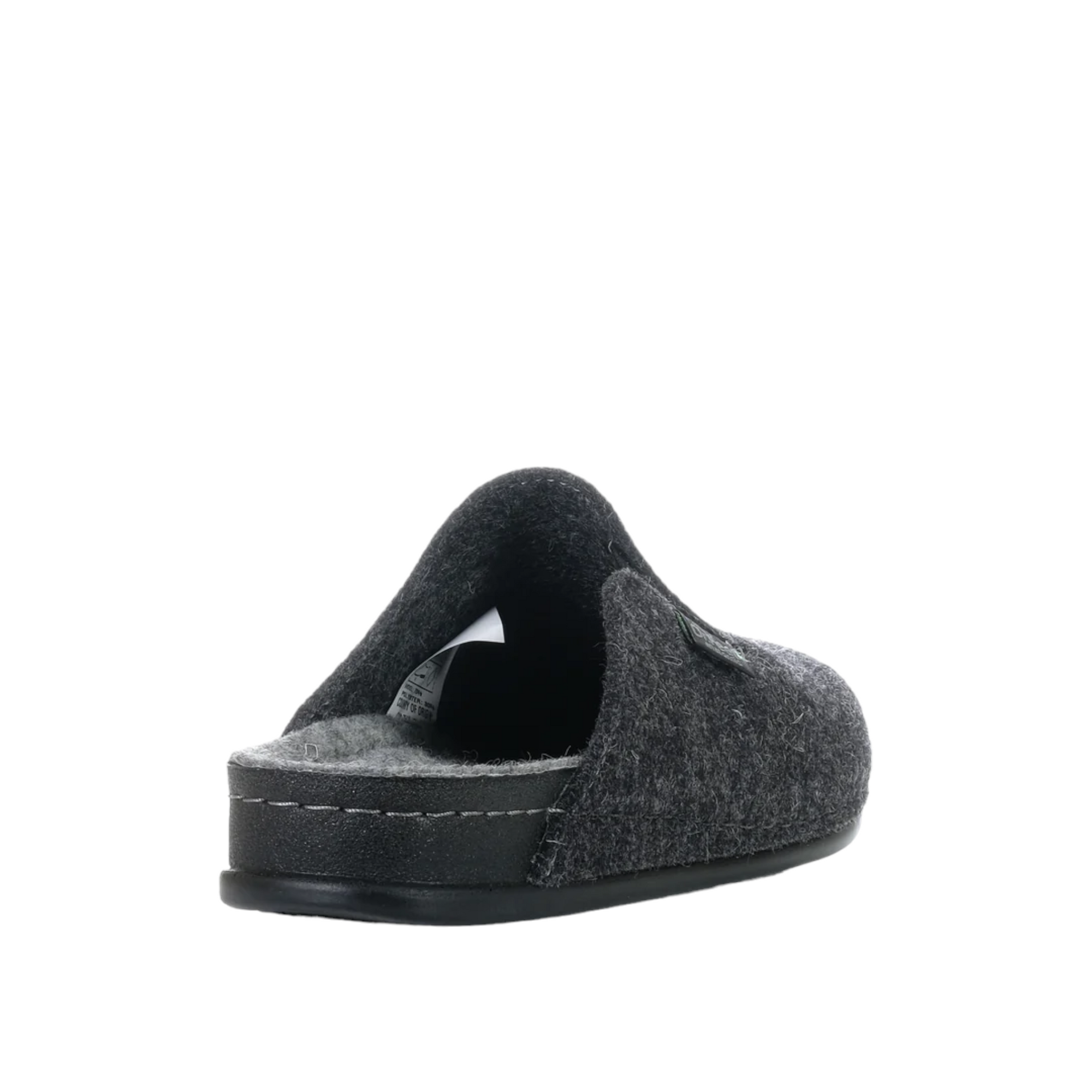 Shop Mens Felt Mule Slippers Online and In-store. Dark Grey felt with light grey inner sole. Slight Gusset on out side of upper. Shop Online and In-Store with shoe&amp;me