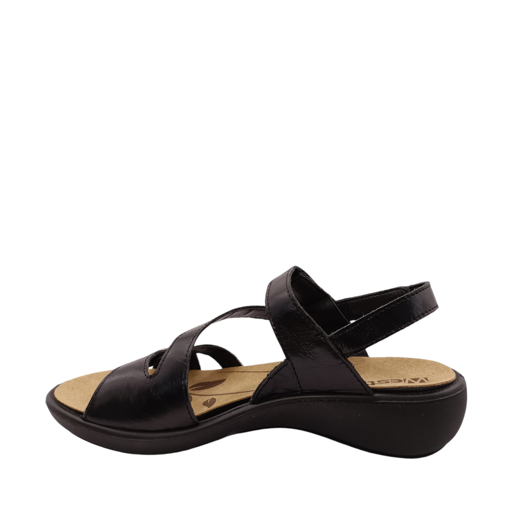 Side view of Ibiza 70 Sandal from Westland- part of Josef Seibel. Black leather straps. 3 adjustable straps with sturdy hook and loops. Shop Womens Summer sandals online and in-store with shoe&amp;me Mount Maunganui NZ