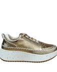 Front view of a bright gold Gelato sneaker with a white speckled sole. shop womens winter sneakers shoe&me NZ